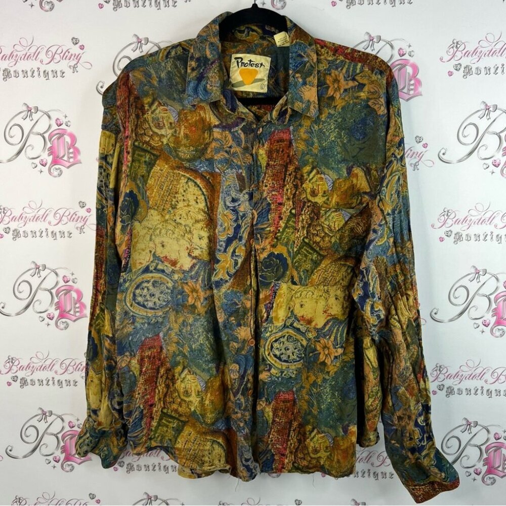 Protest button up vintage abstract Roper Multicolor Abstract Button-Up Shirt